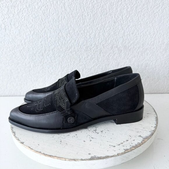 Lane Boots Womens Western Flats 8 MARTINGALE Black Suede Cowgirl Loafers Slip On - Picture 4 of 11